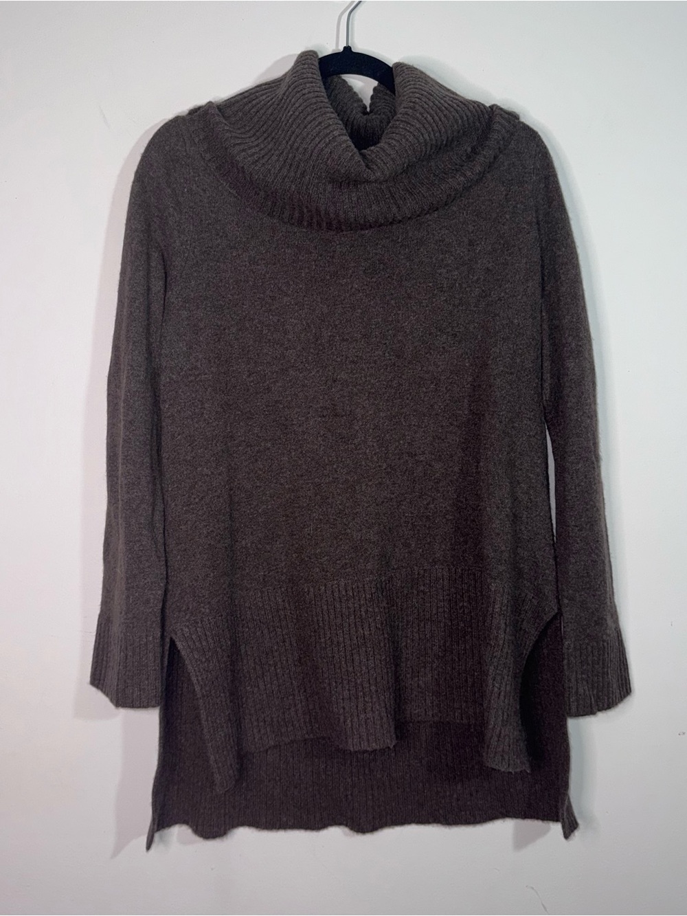Quiet Luxury 100% Cashmere Sweater Brown Oversized Cowl Neck Tunic L